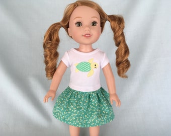 14 Inch Doll Sea Turtle T-Shirt and Skirt