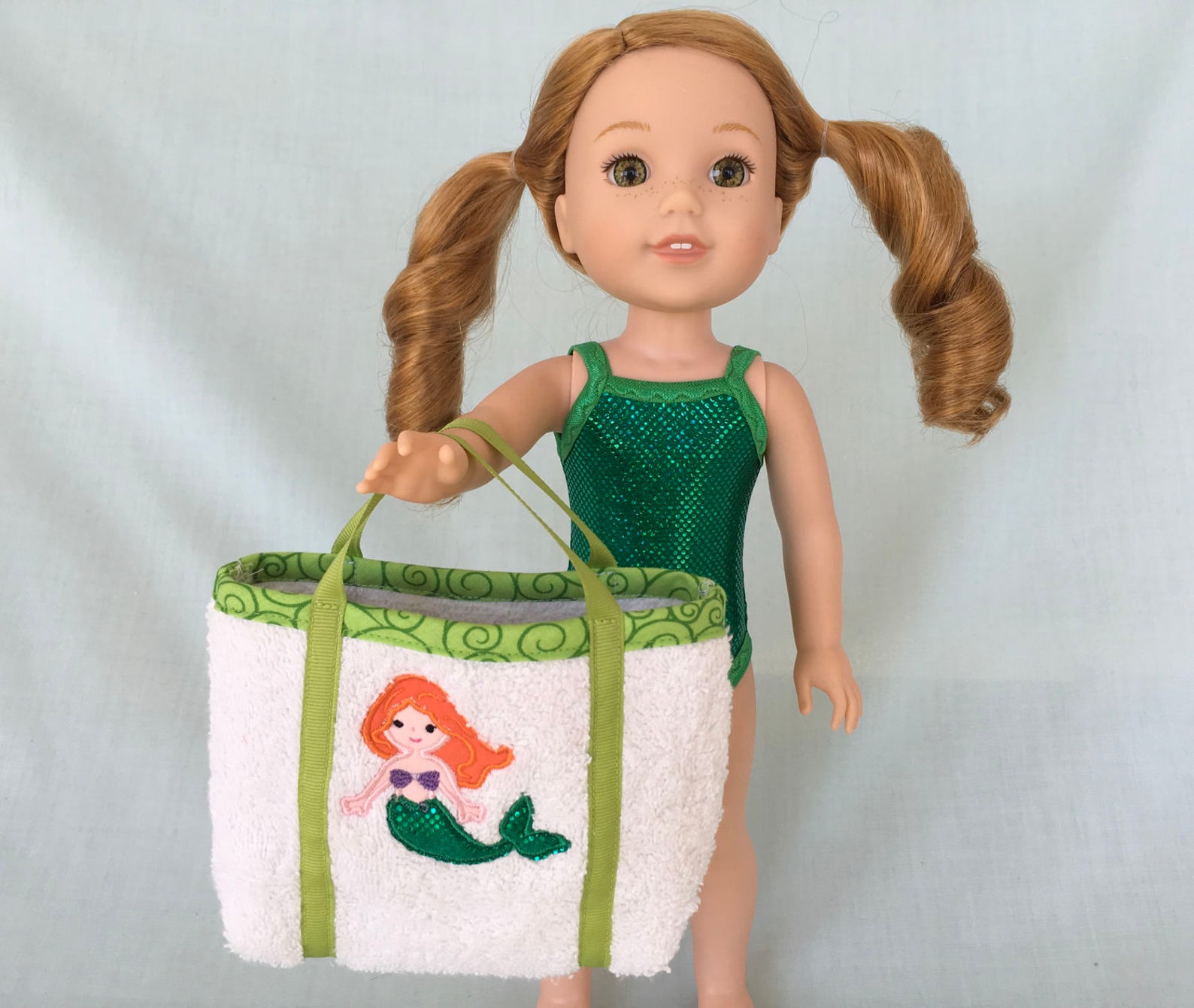 Green Mermaid Bathing Suit and Beach Bag for Wellie Etsy