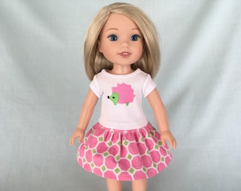 14 Inch Doll Hedgehog T-Shirt and Skirt