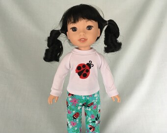 Pijama de mariquita para muñecas de 14 pulgadas