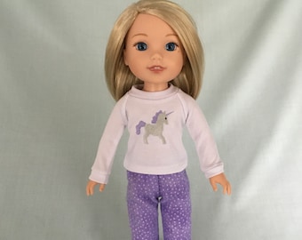 Unicorn Pajamas for 14.5 Inch Dolls