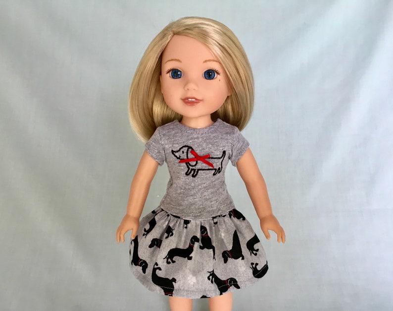 Kangaroo Print Dress fits 14" American Girl Wellie Wishers Wisher Doll Clothes