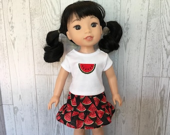 Watermelon T-Shirt and Skirt for 14 Inch Dolls