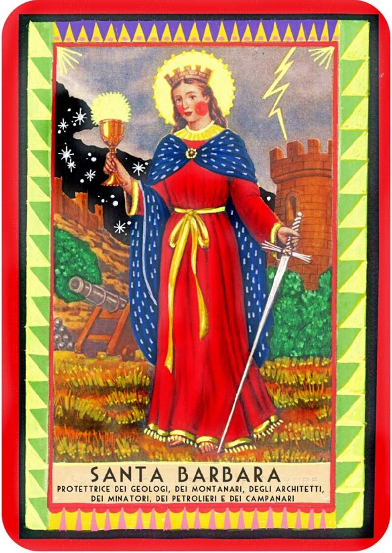Santa Barbara print Patron saint of architects Handmade Etsy