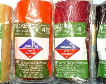 15 waxed polyester thread rolls of 168 m Linhasit