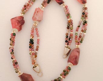 Multicolored tourmaline necklace with silver