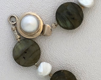 Labradorite and pearl necklace