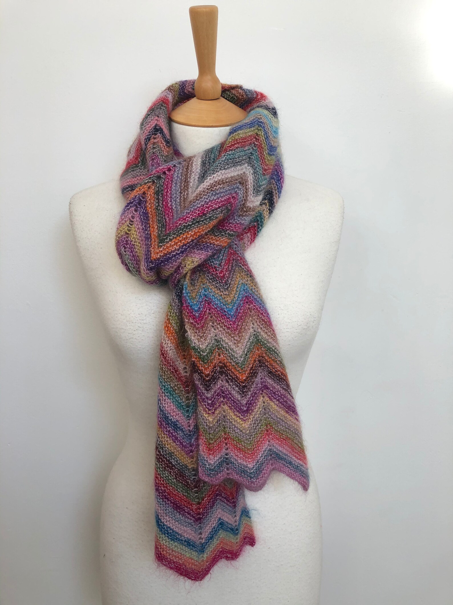 Handmade Hand Knitted Zig Zag Scarf Etsy