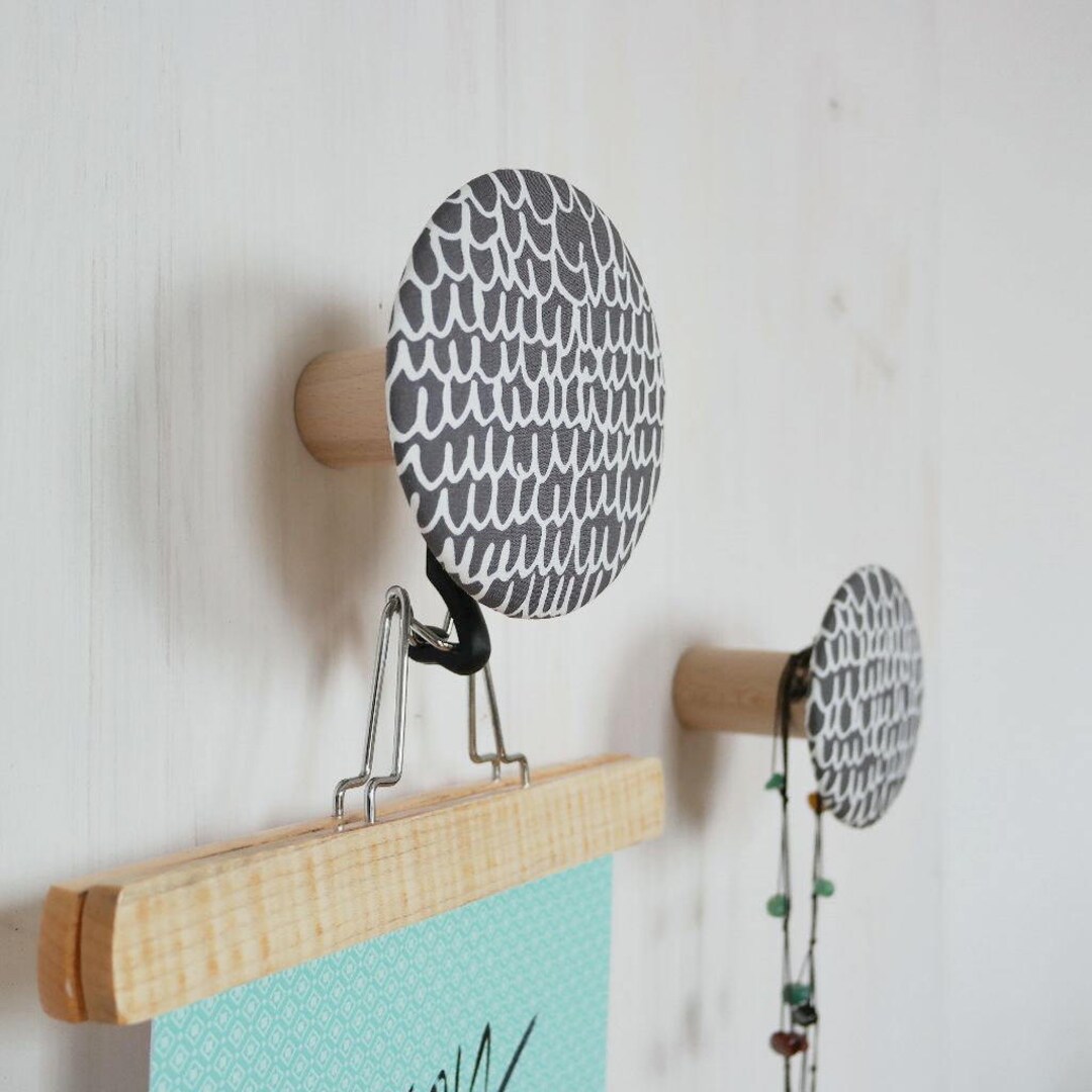 2 Round Wall Hooks / Jewelry Holders SCRIBBLES / Coat Hooks / Coat Rack