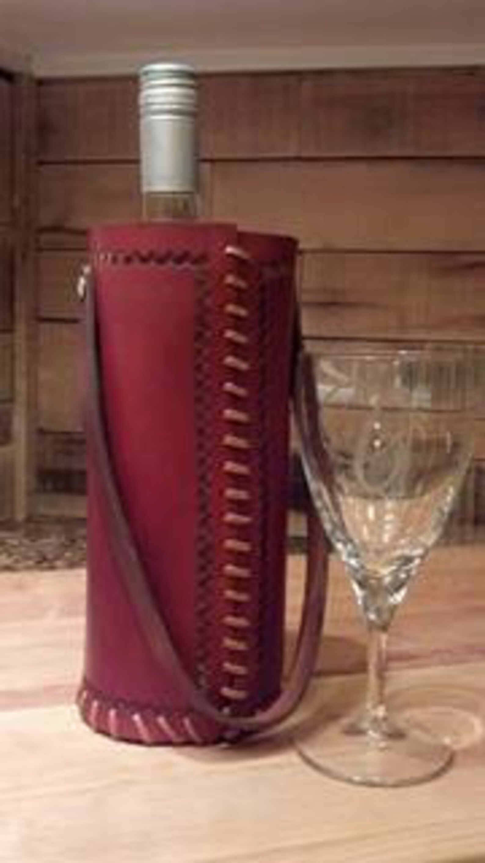 Hand Tooled Leather Wine Bottle Tote. Etsy