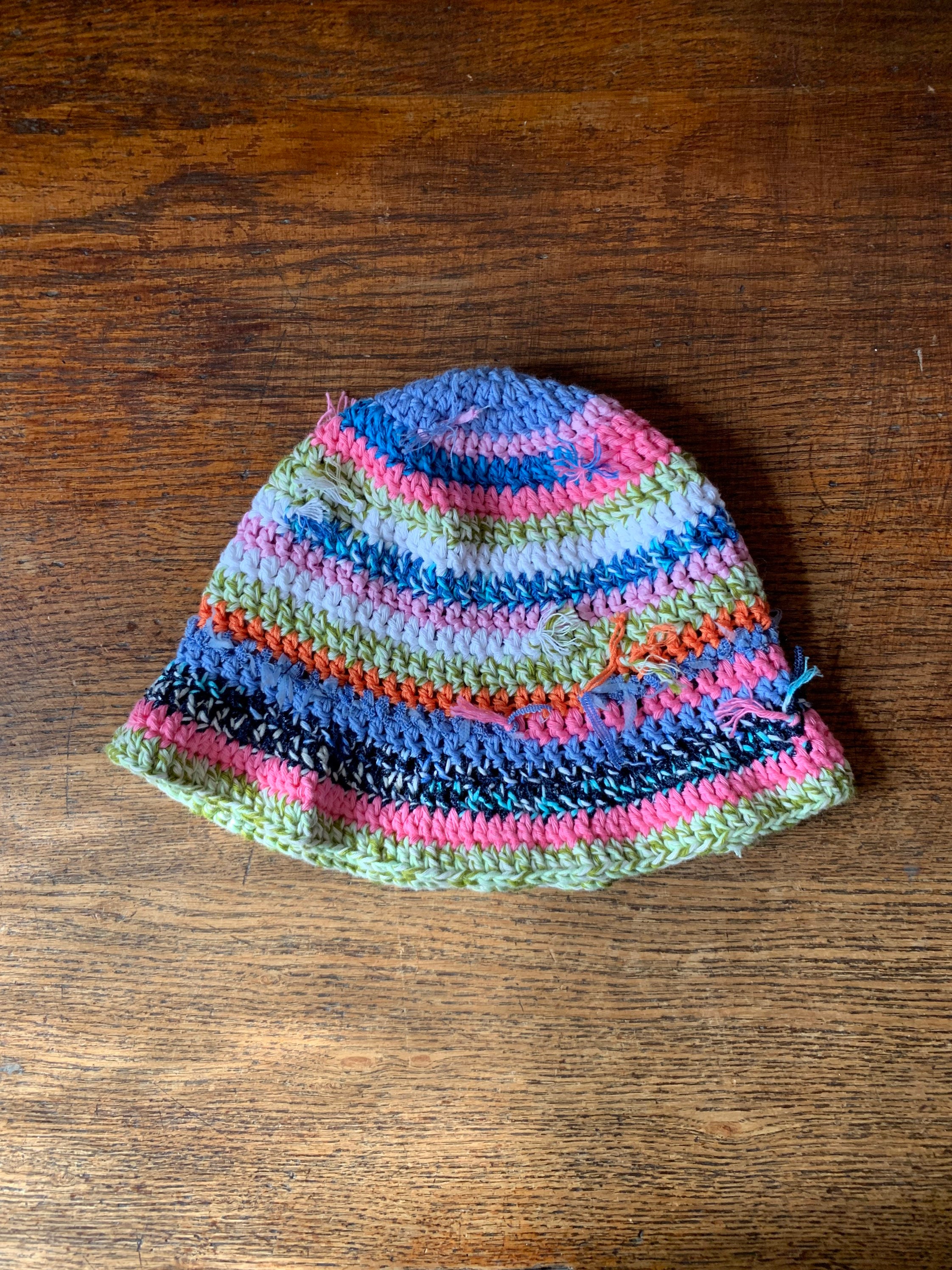 Handmade Crochet Hat Striped Cap Cotton Bucket Hat Crochet Etsy