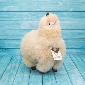 Juguete de piel de alpaca. Peluche Alpaca Beige. Juguete suave. 3 tamaños