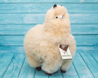 Alpaca Fur Toy. Beige Alpaca Stuffed Animal. Soft Toy. 3 sizes