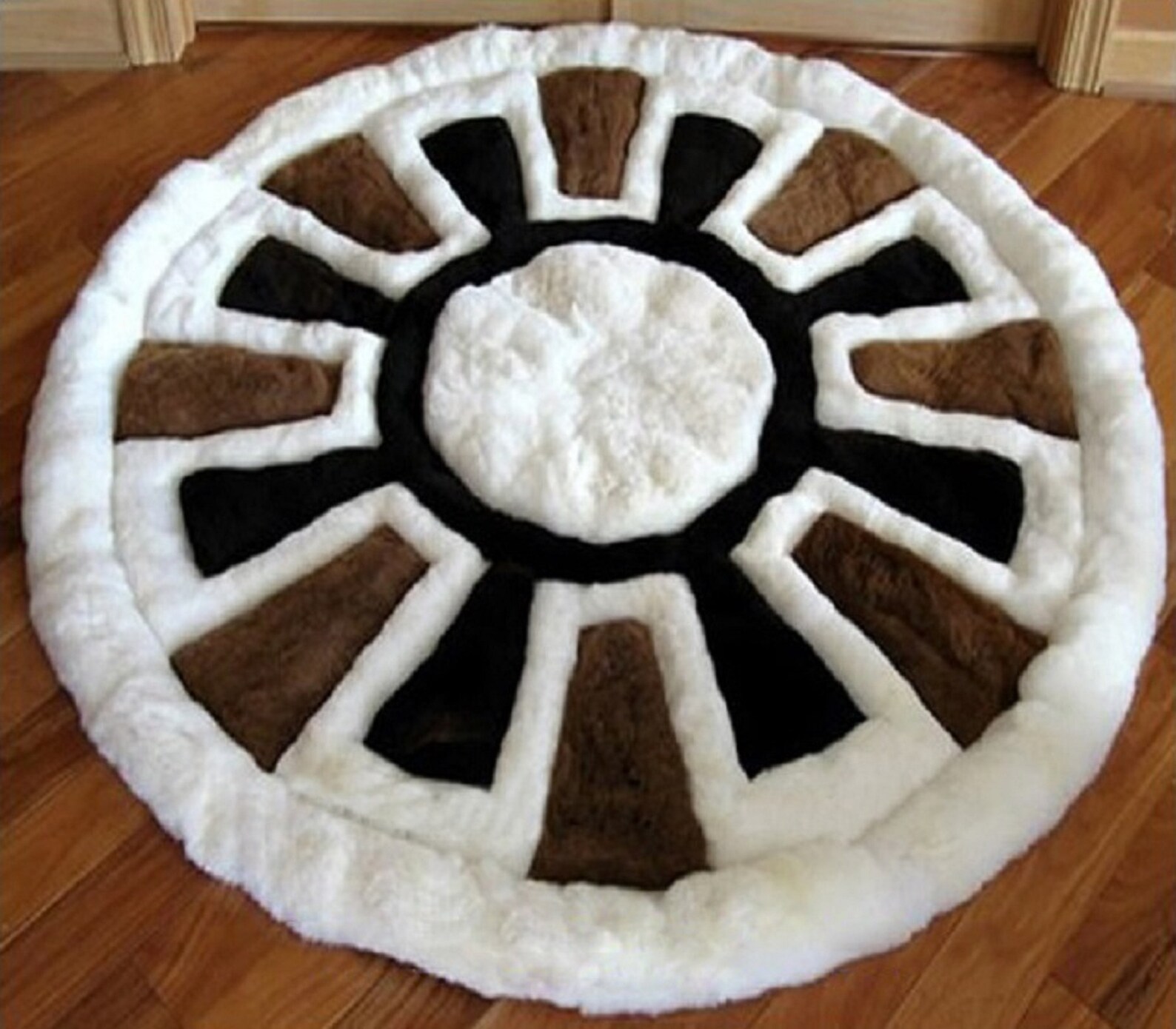 Alpaca Rug. Round 53. Black White & Brown. 100 Alpaca Etsy