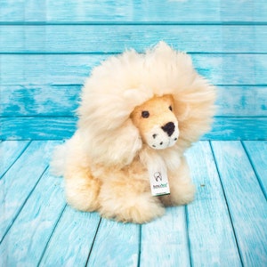 11 inch Alpaca Fur Lion. 100% Baby Alpaca Fur  Stuffed Animals.