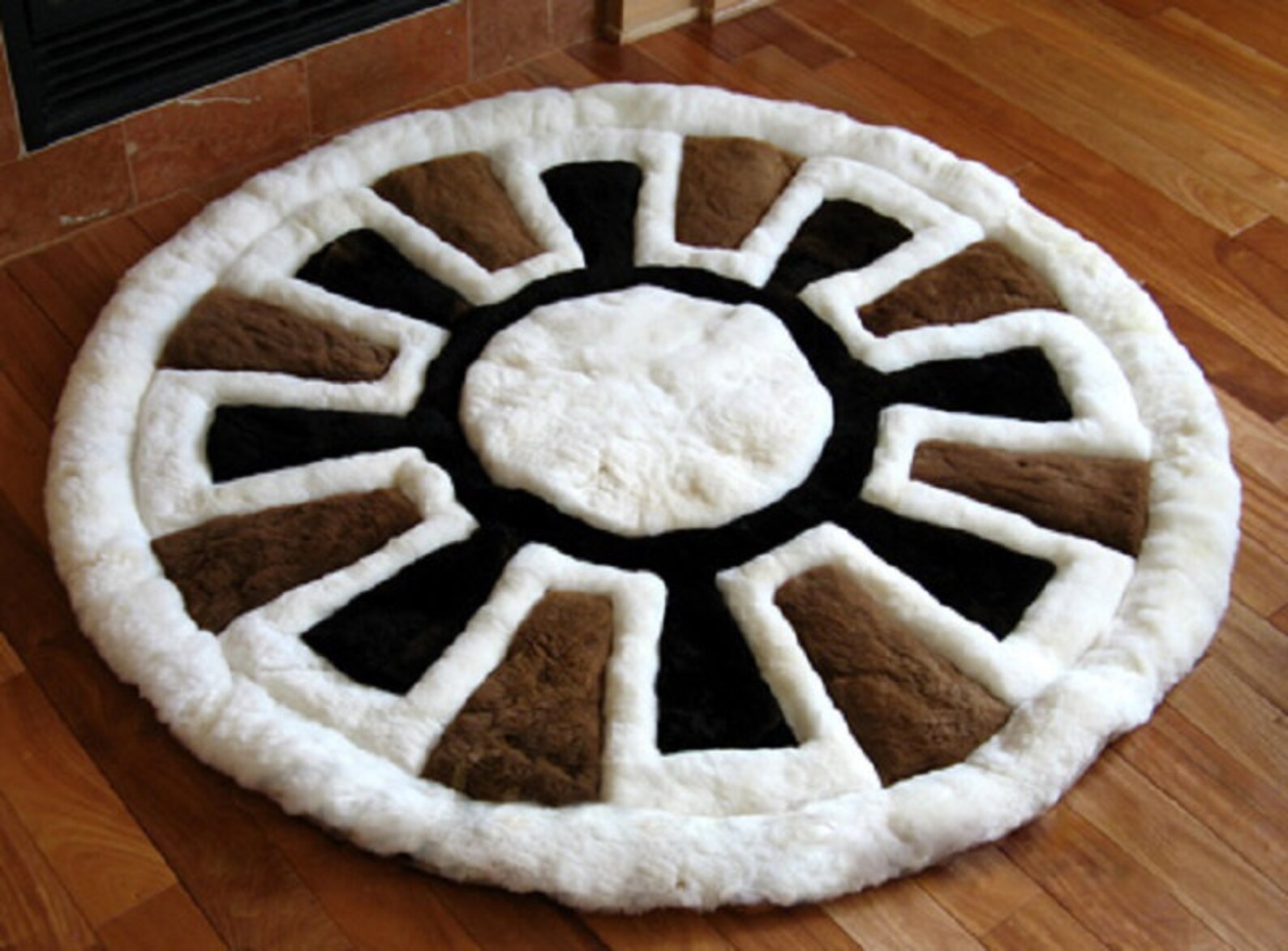 Alpaca Rug. Round 53. Black White & Brown. 100 Alpaca Etsy