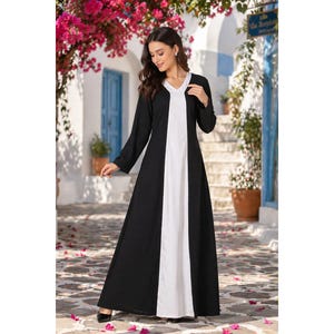 Black and White Color Block Long Dress - Etsy