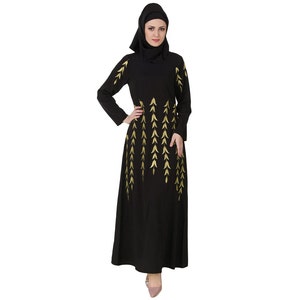 Mybatua Fancy Black Polyester Traditional Abaya, Muslim Women Dubai Style Long Daily Wear Gown, Islamic Clothing, Jilbab, Jalabiya, AY-445