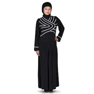 MyBatua Trendy Classic Black Polyester Embroidered Abaya, Party And Occasion Wear Women Gown, Islamic Clothing, Jilbab, Jalabiya AY-134