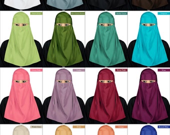 MyBatua Soft Crepe Niqab Set, Niqab + Hijab (100x100 CM) Included, Head Set For Muslim Women, Ladies Burka, 16 Color Options Burqa, NQ-001