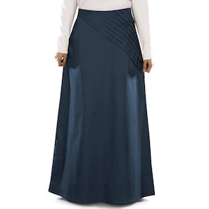 MyBatua Muslim Women Navy Blue Cotton Skirt, Classic Yet Elegant Ladies Long Bottom, Formal And Daily Wear Lower, Islamic Clothing AS-003