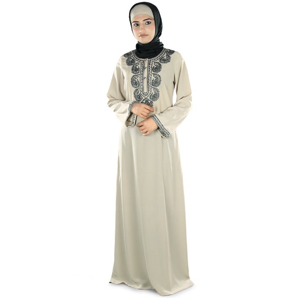 MyBatua dubai style fantaisie chaud gris polyester abaya, dames ethniques musulmanes longues toute occasion porter une robe, jilbab, AY-273