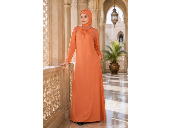 casual abaya dress Modest Hooded Dress
