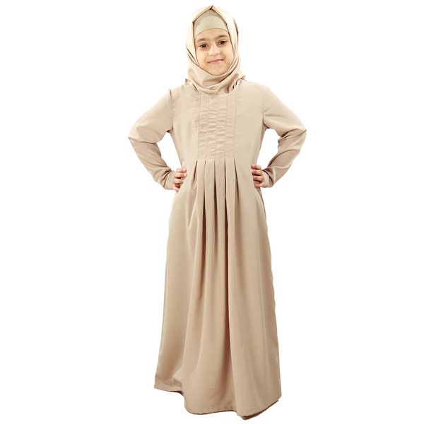 MyBatua Traditional Warm Grey Polyester Beautiful Kid Abaya, Muslim Kid Daily And Party Wear Long Gown, Islamic Clothing, Jilbab, AY-177-K
