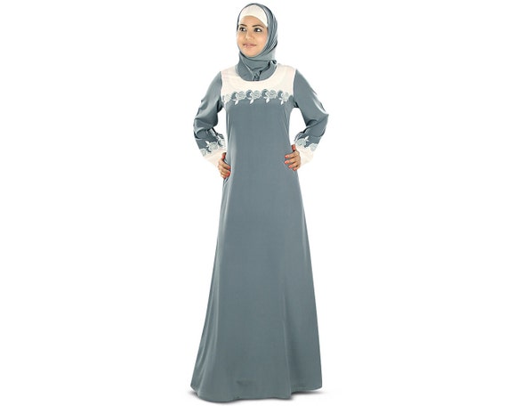 Buy Mybatua Classic Grey Polyester Abaya, Fancy Dubai Style