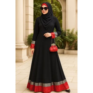 Black Abaya: Formal Satin Gown with Hijab