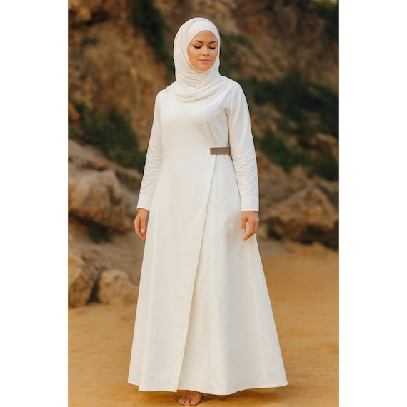 white dress matching hijab
