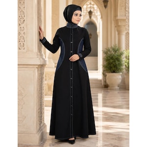 dress denim muslimah Modern Muslim Women's Relaxed Denim Maxi Dress