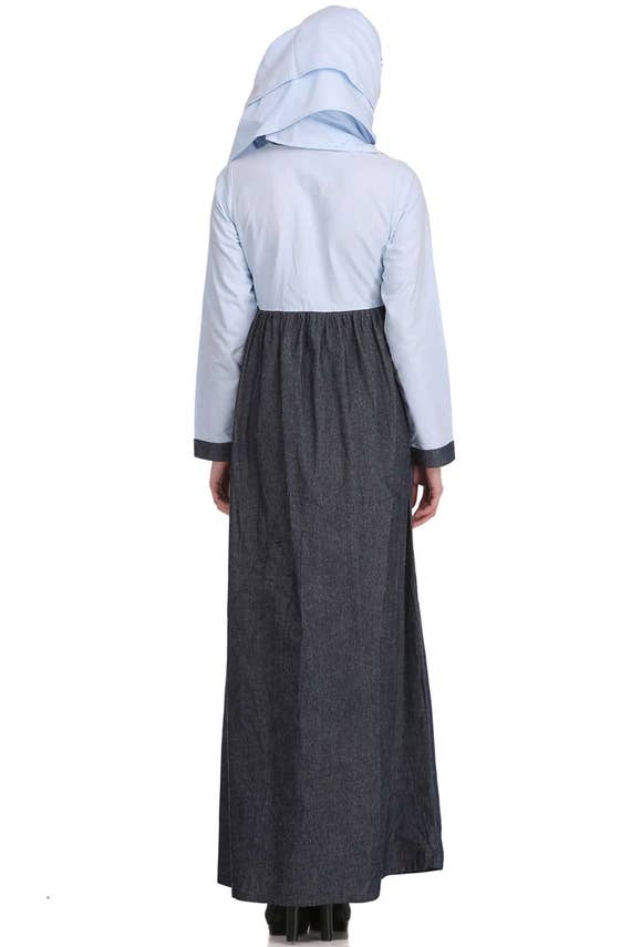 white christmas dresses Open Denim Abaya – Indigo – Fasilah main image 0