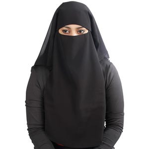 MyBatua 3 Layers Saudi Niqab In Breathable Soft Georgette Fabric, 1 pc Face Veil, 40+ Color Options