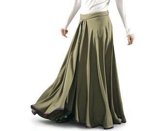 Henna Rayon Skirt: Classic Muslim Formal Wear with Pockets