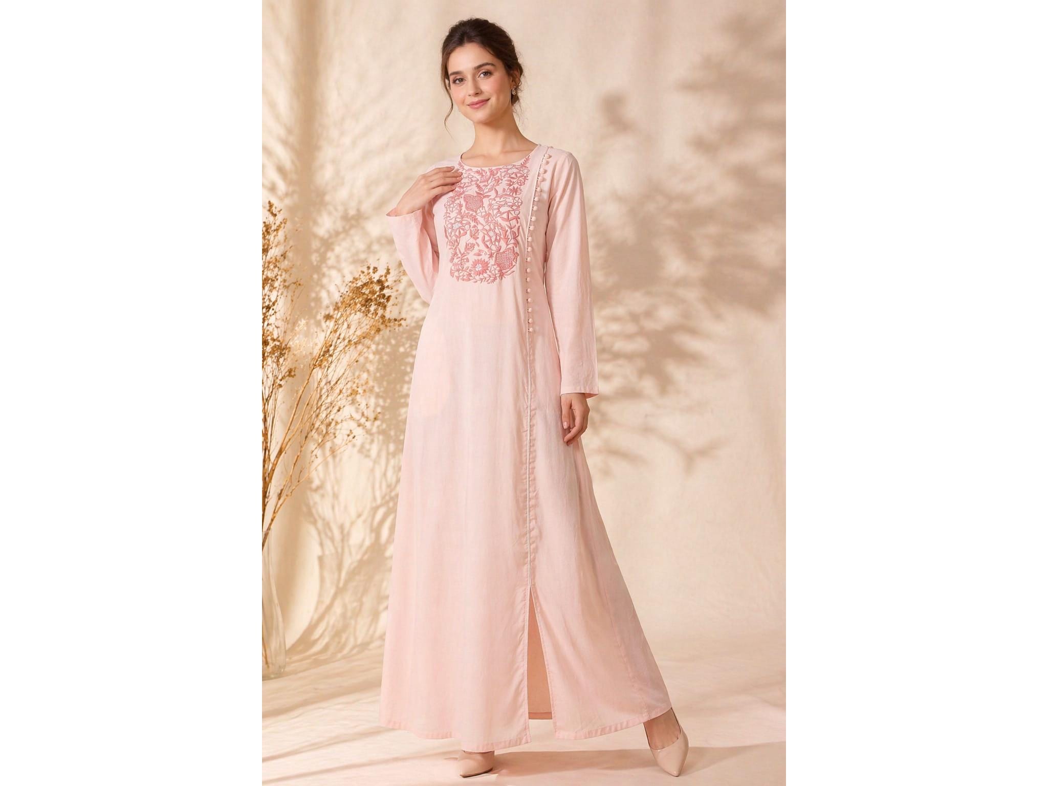 light peach maxi dress Light Peach Maxi Dress - OTS Maxi Dress - Balloon Sleeve Dress