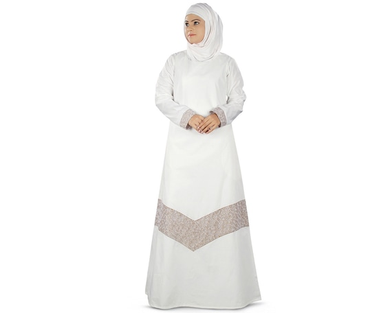 Mybatua Muslim Women White Prayer Cotton Abaya Classic Traditional Hajj Wear Long Gown Islamic Clothing Jilbab Jalabiya AY 362 Etsy Canada