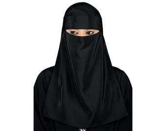 Soft Crepe Niqab Set: Muslim Women's Burqa with Hijab