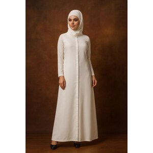 MyBatua Plain Simple White Long Cotton Abaya, Muslim Formal Casual And Hajj Wear Jilbab, Islamic Clothing, Jalabiya, Gown, AY-569