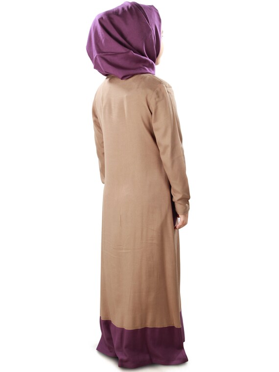 Khaki Rayon Abaya: Muslim Girl's Casual Gown With Hijab - Etsy