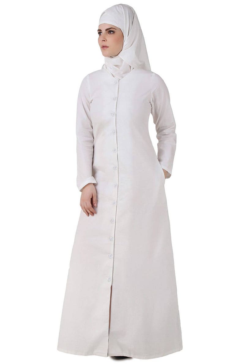 Mybatua Beautiful Plain White Simple Cotton Abaya Muslim Hajj | Etsy