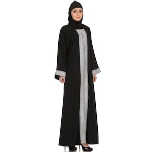 MyBatua Fancy Black Polyester Abaya, Stylish Casual And Formal Wear Nida Gown, Islamic Women Trendy Clothing, Jilbab, Jalabiya, AY-521