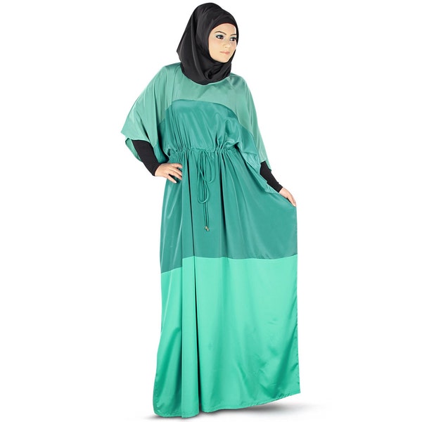 MyBatua perfekter eleganter grüner und multi Farbpolyesterkaftan, lange Party der moslemischen Damen und Gelegenheit tragen jalabiya, KF-015