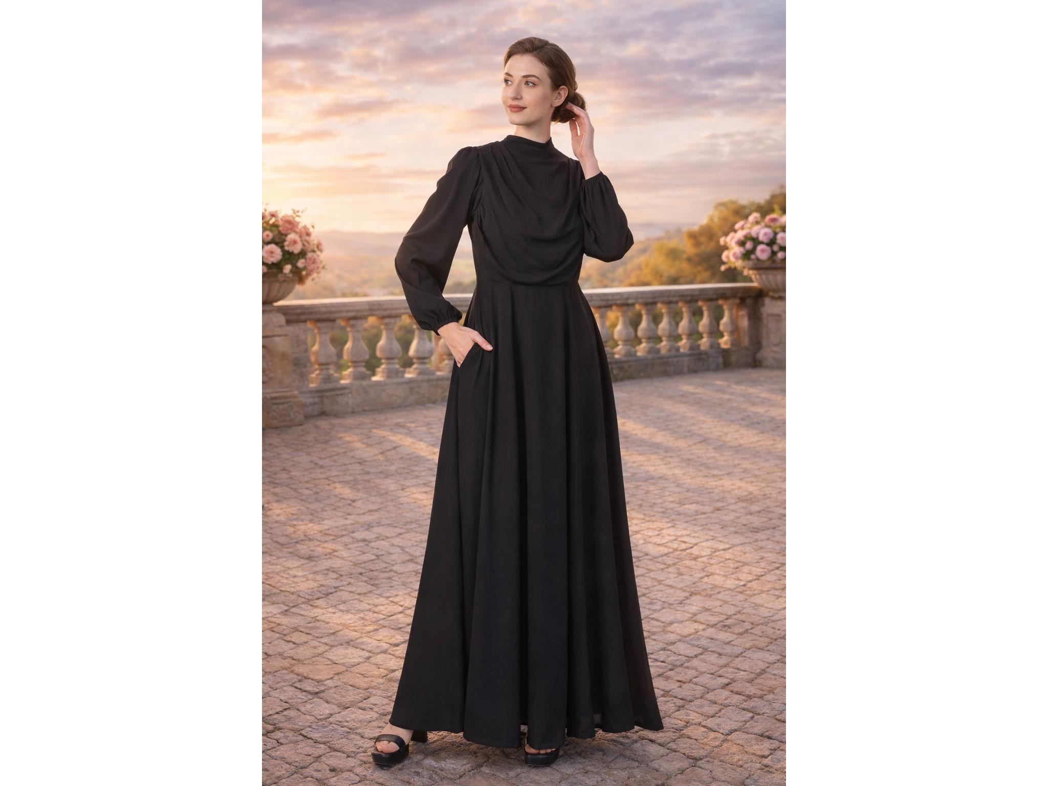 Long Sleeve Cowl Neck Maxi Dress - Etsy