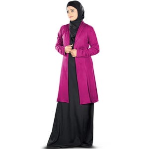 MyBatua Simple And Elegant Jersey Cardigan For Ladies, Muslim Women 8 Different Colors Winter Coat, Islamic Clothing, Overcoat, CA-001