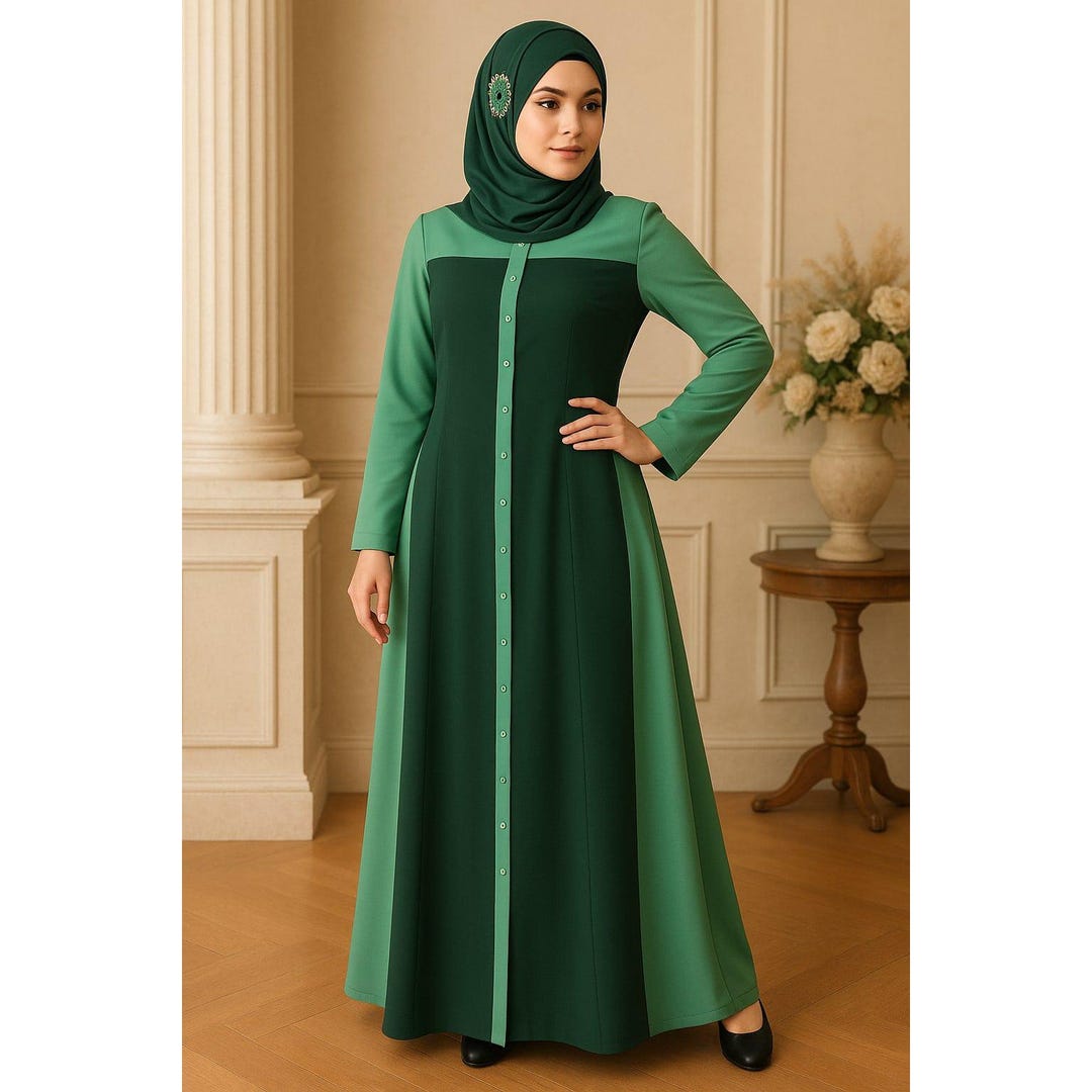 green abaya dress Modest Front Open Jade Green Abaya for Kids Girls S