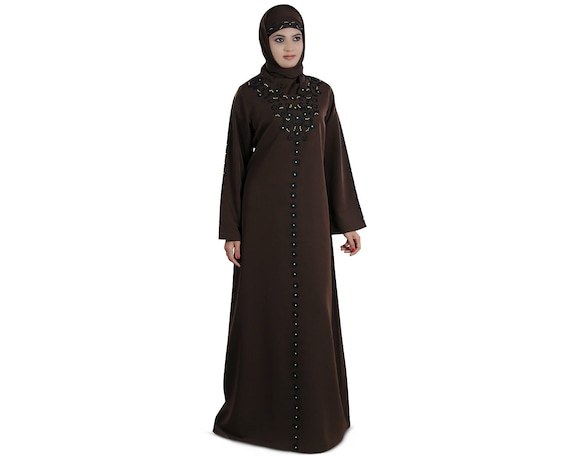 Mybatua Classic Traditional Brown Kashibo Abaya Muslim Formal and Occasion Wear Embroidered Gown Islamic Clothing Jilbab AY 217 Etsy Australia