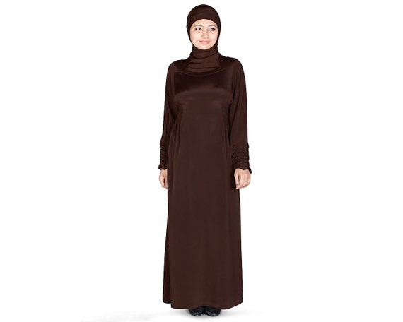 chocolate brown modest dress Satin Maxi Dress