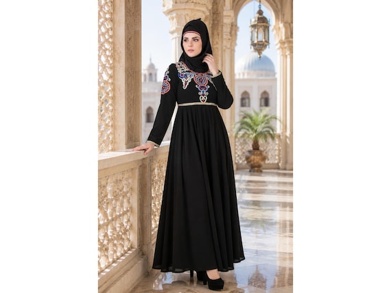 nida long sleeve dress Back Strap Nida Abaya Dress For Women