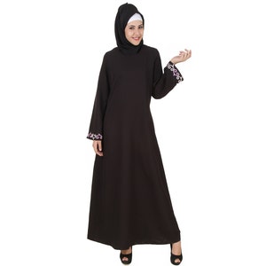 MyBatua Traditional Black Kashibo Trendy Abaya, High Fashion Muslim Women Long Gown, Islamic Clothing, Jilbab, Jalabiya, AY-464